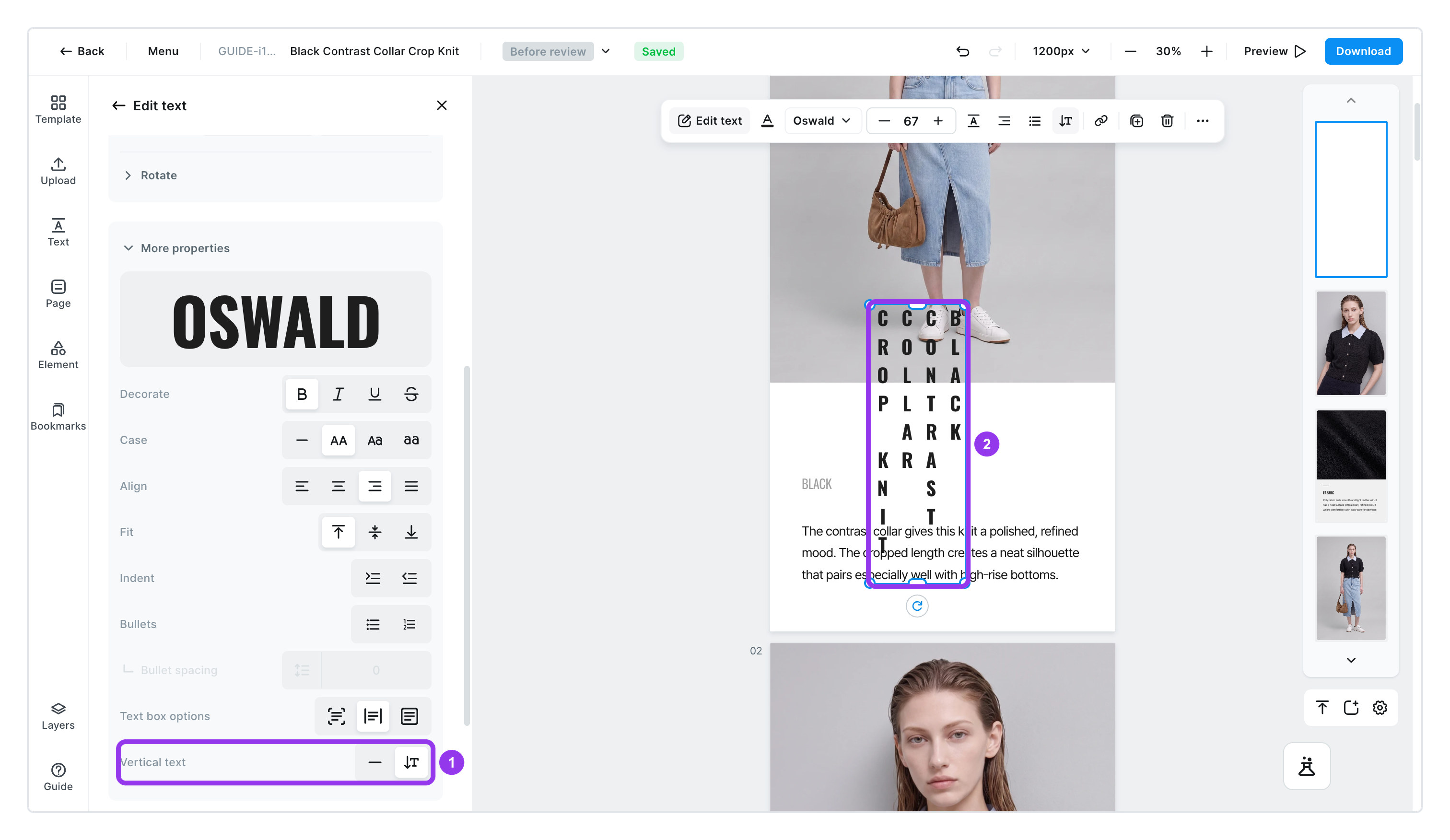 Vertical writing turned on